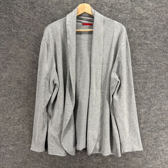 Red Cardigan Women 3X Plus Gray Open Front Long Sleeve Rayon Casual Solid - Picture 1 of 9